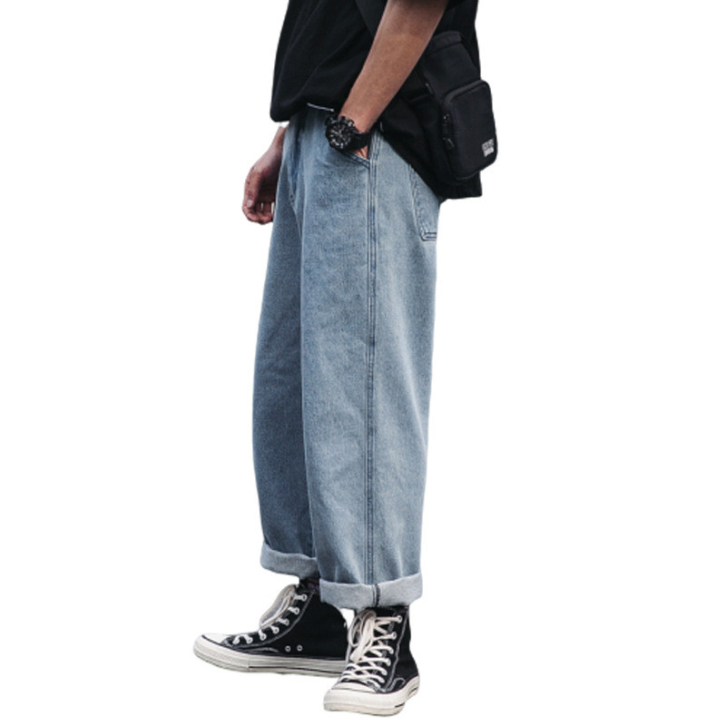 Proljeće i jesen 2022. Modni ležerni tinejdžeri Traper traperice Studentski par Korejski široki Bf Daddy Pants Ležerni divlji kombinezoni