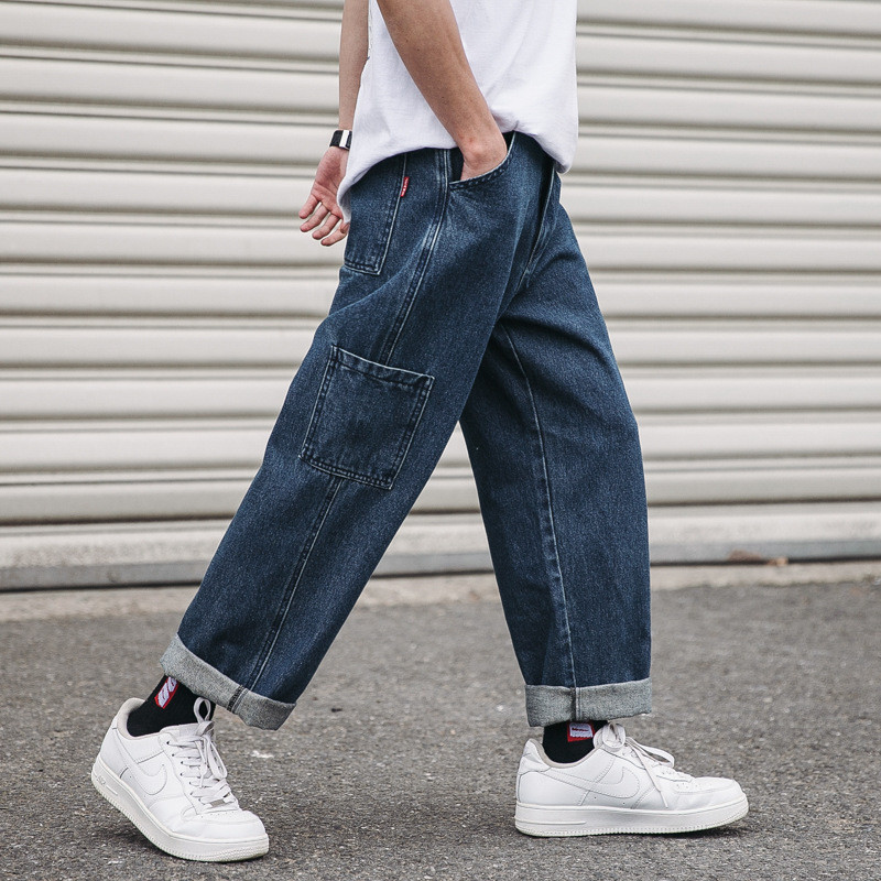 Proljeće i jesen 2022. Modni ležerni tinejdžeri Traper traperice Studentski par Korejski široki Bf Daddy Pants Ležerni divlji kombinezoni