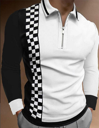 S-5XL Ανδρικά casual φθινοπωρινά μακρυμάνικα μπλουζάκια πόλο ανδρικά ανδρικά μπλουζάκια με φερμουάρ Ανδρικά μπλουζάκια Street Golf Ρούχα για άνδρες 2022