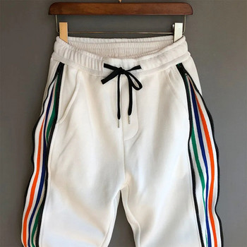 Homme Fashion Hip Hop Streetwear Ανδρικό ριγέ συνονθύλευμα παντελόνι χαρέμι Κορεάτικο παντελόνι φούτερ Jogger με φαρδιά μανσέτα Παντελόνι για άνδρες