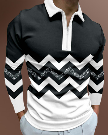 Ανδρικά casual φθινοπωρινά μακρυμάνικα μπλουζάκια πόλο ανδρικά ανδρικά μπλουζάκια με φερμουάρ Μπλούζες Street Golf Ρούχα Μονόχρωμα Ανδρικά Ρούχα 2022