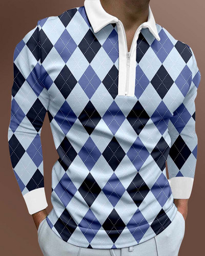 Ανδρικά casual φθινοπωρινά μακρυμάνικα μπλουζάκια πόλο ανδρικά ανδρικά μπλουζάκια με φερμουάρ Μπλούζες Street Golf Ρούχα Μονόχρωμα Ανδρικά Ρούχα 2022