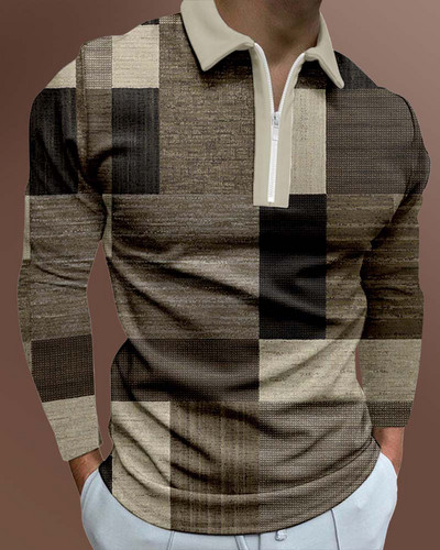 Ανδρικά casual φθινοπωρινά μακρυμάνικα μπλουζάκια πόλο ανδρικά ανδρικά μπλουζάκια με φερμουάρ Μπλούζες Street Golf Ρούχα Μονόχρωμα Ανδρικά Ρούχα 2022