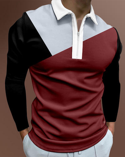 Ανδρικά casual φθινοπωρινά μακρυμάνικα μπλουζάκια πόλο ανδρικά ανδρικά μπλουζάκια με φερμουάρ Μπλούζες Street Golf Ρούχα Μονόχρωμα Ανδρικά Ρούχα 2022