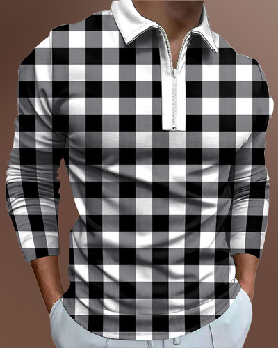 Ανδρικά casual φθινοπωρινά μακρυμάνικα μπλουζάκια πόλο ανδρικά ανδρικά μπλουζάκια με φερμουάρ Μπλούζες Street Golf Ρούχα Μονόχρωμα Ανδρικά Ρούχα 2022