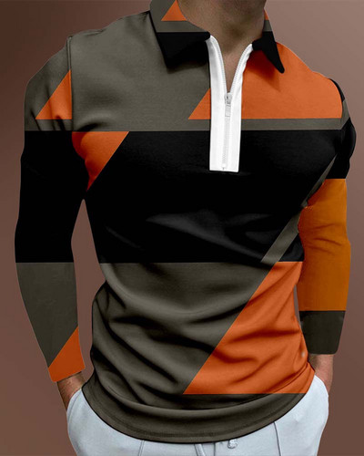 Ανδρικά casual φθινοπωρινά μακρυμάνικα μπλουζάκια πόλο ανδρικά ανδρικά μπλουζάκια με φερμουάρ Μπλούζες Street Golf Ρούχα Μονόχρωμα Ανδρικά Ρούχα 2022