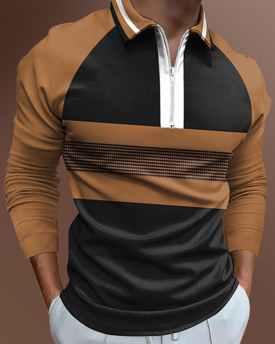 Ανδρικά casual φθινοπωρινά μακρυμάνικα μπλουζάκια πόλο ανδρικά ανδρικά μπλουζάκια με φερμουάρ Μπλούζες Street Golf Ρούχα Μονόχρωμα Ανδρικά Ρούχα 2022