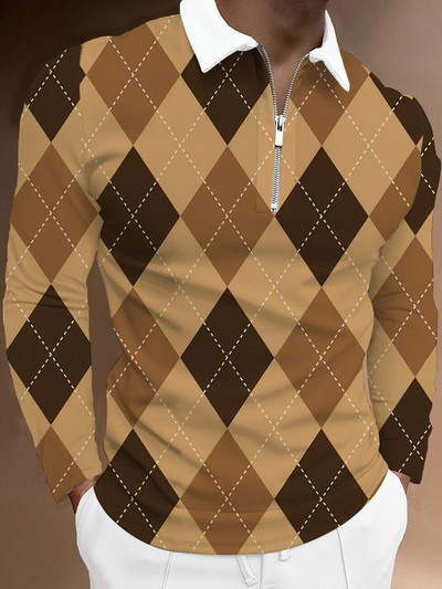 Ανδρικά casual φθινοπωρινά μακρυμάνικα μπλουζάκια πόλο ανδρικά ανδρικά μπλουζάκια με φερμουάρ Μπλούζες Street Golf Ρούχα Μονόχρωμα Ανδρικά Ρούχα 2022