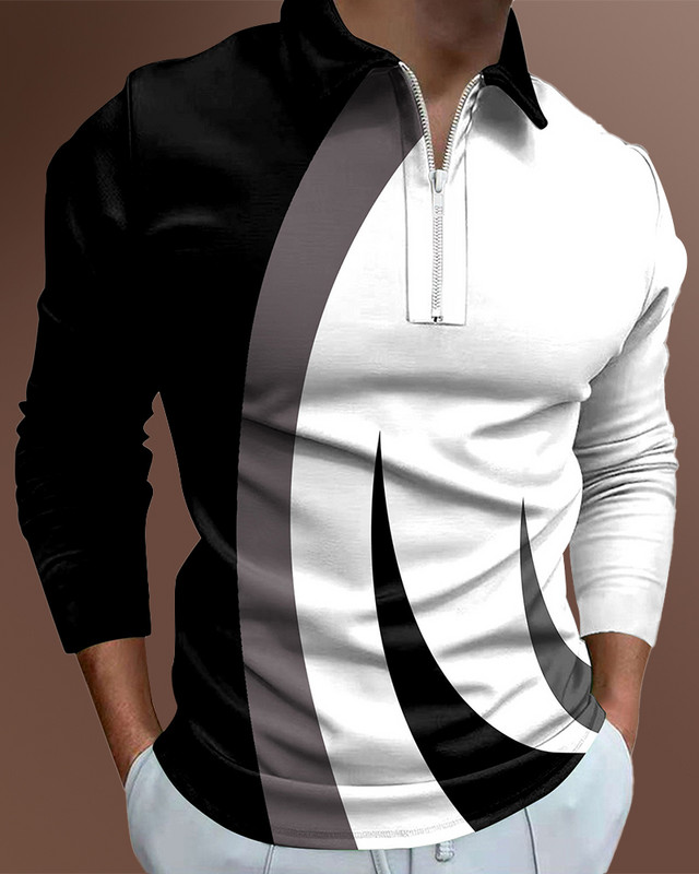 Ανδρικά casual φθινοπωρινά μακρυμάνικα μπλουζάκια πόλο ανδρικά ανδρικά μπλουζάκια με φερμουάρ Μπλούζες Street Golf Ρούχα Μονόχρωμα Ανδρικά Ρούχα 2022