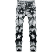 Disain hallid teksased teksased meeste mustriga käsitöö tavalised nelja hooaja püksid trend 2023 uue brändi peo noored teksad