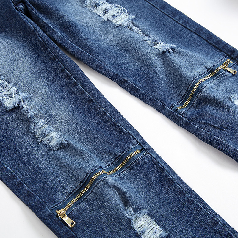 Muške traperice 2023 Denim Tide Brand široke ravne Hong Kong stil širokih nogavica Ležerne uništene duge hlače velike veličine