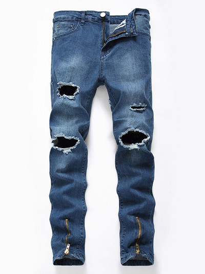 High Street traperice s rupama na koljenima Tide Brand Jeans Muške američke retro vide rupe hlače s rupama na tanke noge velike veličine