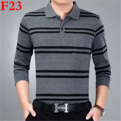 Μακρυμάνικα μπλουζάκια άνοιξη φθινοπώρου 2023 Ανδρικά ρούχα με γιακά με ριγέ ριγέ τσέπη Λεπτή χαλαρή μόδα casual μπλούζες