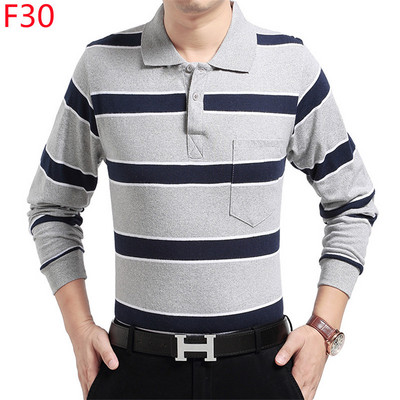 Μακρυμάνικα μπλουζάκια άνοιξη φθινοπώρου 2023 Ανδρικά ρούχα με γιακά με ριγέ ριγέ τσέπη Λεπτή χαλαρή μόδα casual μπλούζες