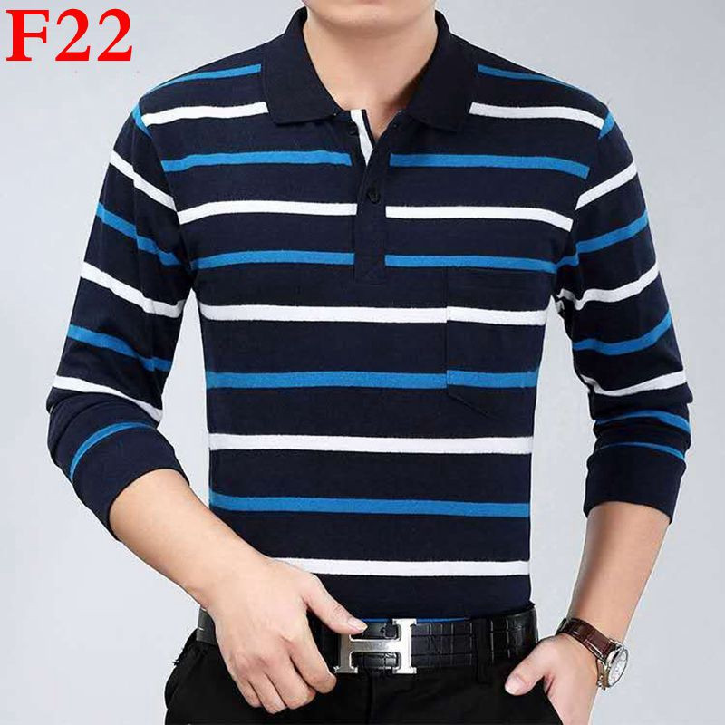 Μακρυμάνικα μπλουζάκια άνοιξη φθινοπώρου 2023 Ανδρικά ρούχα με γιακά με ριγέ ριγέ τσέπη Λεπτή χαλαρή μόδα casual μπλούζες