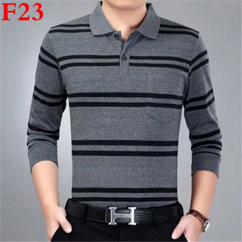 Μακρυμάνικα μπλουζάκια άνοιξη φθινοπώρου 2023 Ανδρικά ρούχα με γιακά με ριγέ ριγέ τσέπη Λεπτή χαλαρή μόδα casual μπλούζες