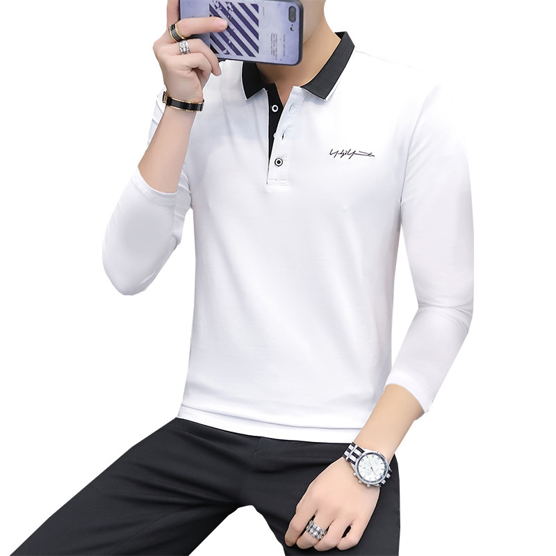 Moodsad pikkade varrukatega polosärgid, meeste sügisesed, äri, kontoririided, meeste riided tänavarõivad, vabaaja õhukesed liibuvad topid