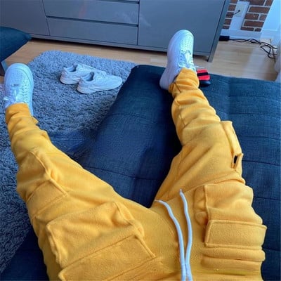 Nove muške ležerne hlače Safari stil Višestruke opcije boja Rastezljive džogeri s uzicom Trenirke Jesenske muške hlače