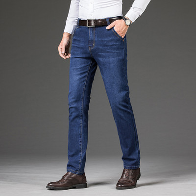 Jesen Zima Pamučne traperice Muške klasične ravne poslovne traper hlače Marka rastezljivih uskih hlača za muškarce veće veličine 35 40 42 44 46