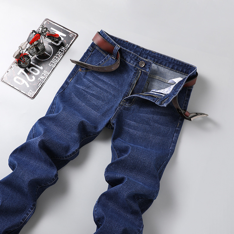 Jesen Zima Pamučne traperice Muške klasične ravne poslovne traper hlače Marka rastezljivih uskih hlača za muškarce veće veličine 35 40 42 44 46