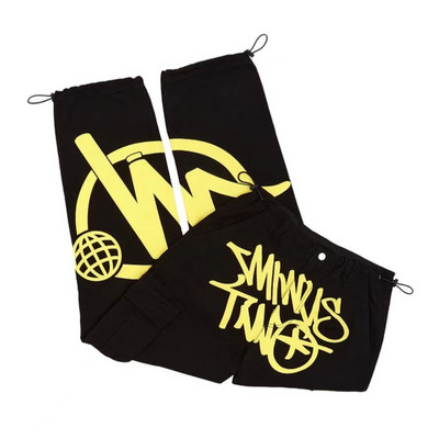 Streetwear Y2K Cargo Pant Kombinezoni Minus Two Black Pants 2023 New Harajuku Fashion Ležerne široke muške hlače s ravnim širokim nogavicama