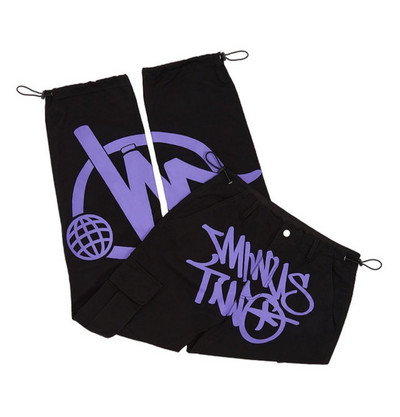 Streetwear Y2K Cargo Pant Kombinezoni Minus Two Black Pants 2023 New Harajuku Fashion Ležerne široke muške hlače s ravnim širokim nogavicama