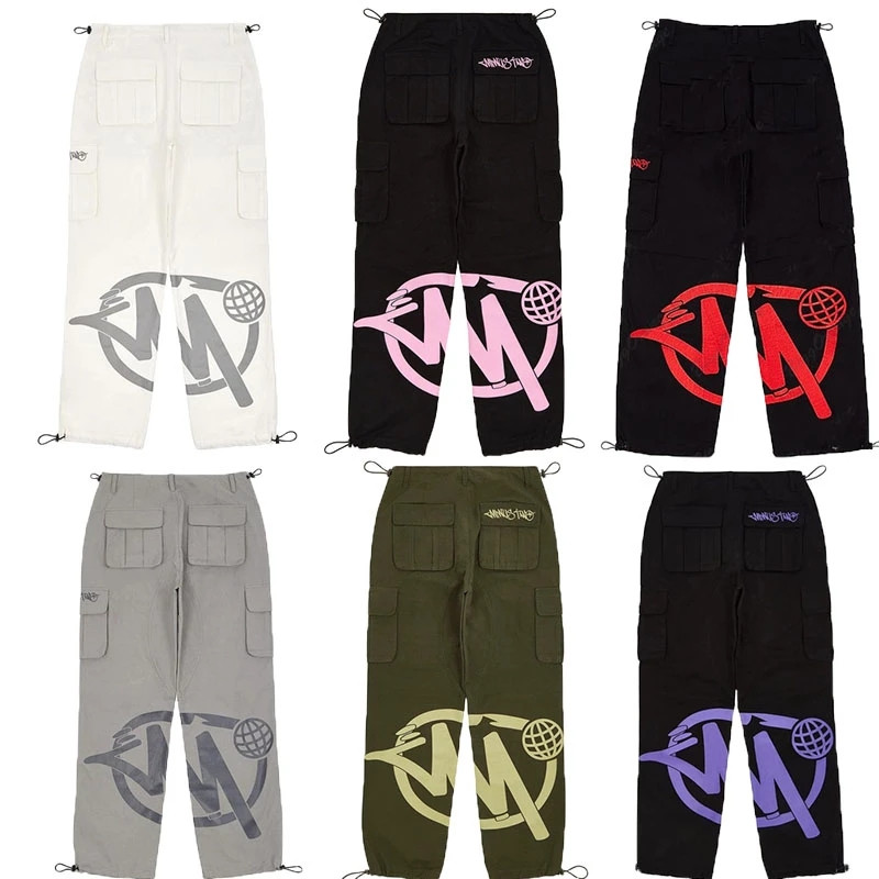 Streetwear Y2K Cargo Pant Kombinezoni Minus Two Black Pants 2023 New Harajuku Fashion Ležerne široke muške hlače s ravnim širokim nogavicama