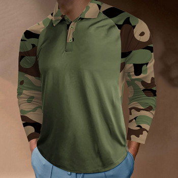 Военна униформена риза Мъжки камуфлажни бойни ризи с дълъг ръкав Ежедневни удобни свободни спортни тениски на открито Риза Горна блуза