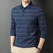 Proljeće jesen Elegantne muške košulje dugih rukava s ovratnikom na pruge Muška odjeća na rever Poslovne uredske majice 2023.