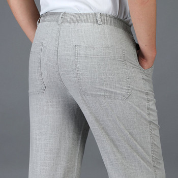 Мъжки панталони Ежедневни панталони Мъжки ленени панталони Летни тънки ластични панталони Бизнес офис 5XL Плюс размер
