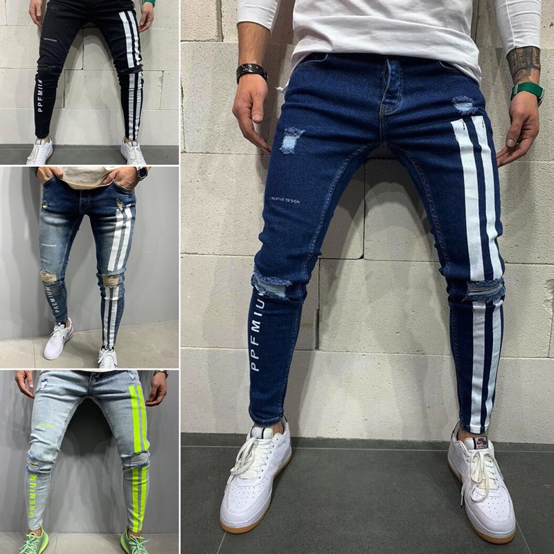 2022 New Fashion Streetwear Men Jeans Vintage Blue Colour Thin Destroyed Ripped Jeans muške Broken Punk Pants Homme Hip Hop Jeans