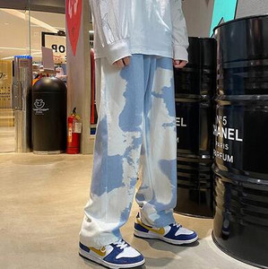 Muške duge traperice Tie-Dye srednjeg struka isprane vrećaste široke traper hlače za dječake crne/ružičaste/svijetloplave