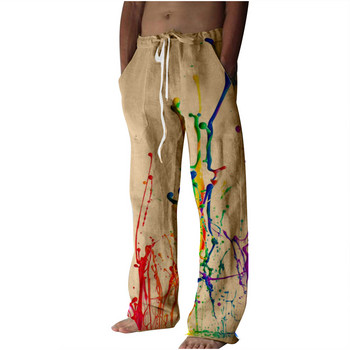 Ανδρικό ίσιο παντελόνι Pigment 3D εκτύπωση Ελαστικό σχέδιο με κορδόνι μπροστινό παντελόνι τσέπης παραλία Rainbow Color Graphic Prints Comfort