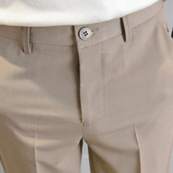 Популярен мъжки костюм Панталони Едноцветни класически прилепнали прави шарки Бизнес панталони със средна талия Ежедневни панталони Марково облекло