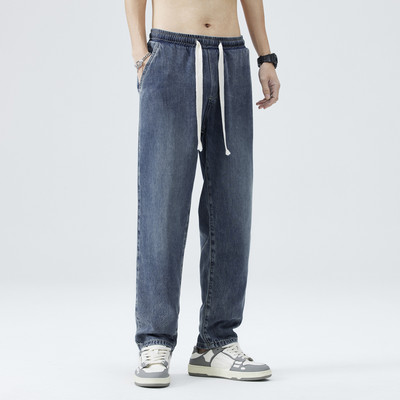 Ljeto visoke kvalitete 100% liocel mekane muške traperice tanke labave sužene hlače s elastičnom uzicom u struku Korejske ležerne hlače muške