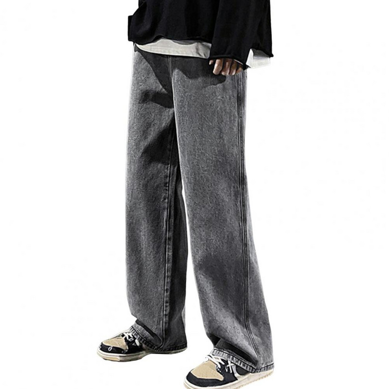 Moderne muške traperice Mekane muške hlače s uzicom Dnevna odjeća Muške traperice čiste boje