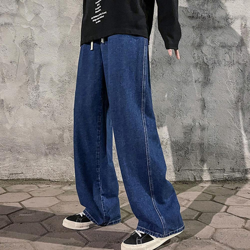 Moderne muške traperice Mekane muške hlače s uzicom Dnevna odjeća Muške traperice čiste boje