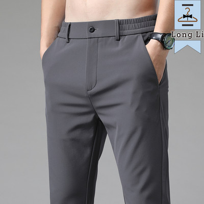 Ljetne ležerne hlače za 2023. Muške tanke poslovne rastezljive uske trkače s elastičnim strukom Korejske klasične tanke crno sive plave hlače muške