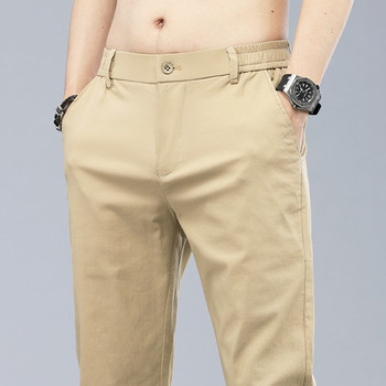 Άνοιξη Καλοκαίρι βαμβακερό ανδρικό παντελόνι Casual ελαστική μέση Επαγγελματική κορεατική μόδα ίσιο κλασικό μονόχρωμο παντελόνι μαύρο χακί