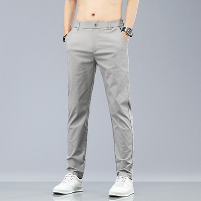 Proljeće ljeto pamuk Muške ležerne hlače s elastičnim strukom Poslovne korejske modne ravne klasične jednobojne hlače crne kaki boje