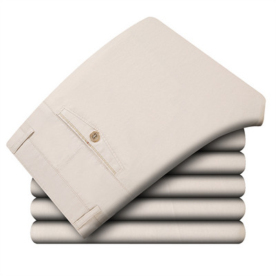 2022 proljeće ljeto 100% pamuk ravne poslovne hlače muške ležerne hlače udobne tanke duge hlače visokog struka lagane