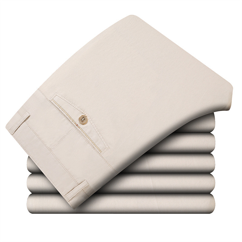 2022 proljeće ljeto 100% pamuk ravne poslovne hlače muške ležerne hlače udobne tanke duge hlače visokog struka lagane