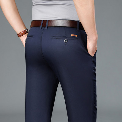 Proljeće ljeto Ravne hlače za odijelo Muške pamučne poslovne rastezljive kraljevsko plave kaki crne tanke uredske svečane hlače muške veličine 40 42