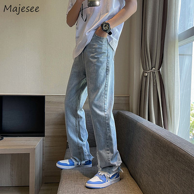 Traperice Muški Hole Denim Ulzzang Chic Moda Opuštene Ravne Ljetne Tanke Ins Moda High Street Tinejdžeri Sve za slobodno vrijeme Jednobojne