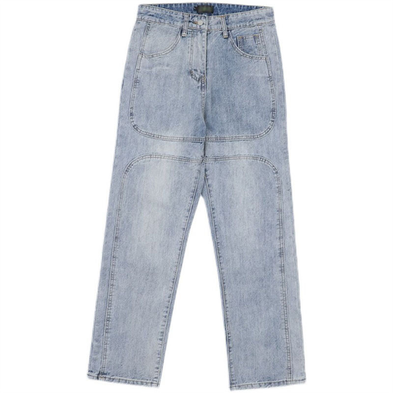 FOJAGANTO Muške traper hlače National Tide Retro ravne plave traperice širokih nogavica Opuštene ležerne traper hlače za par High Street Muške traper hlače