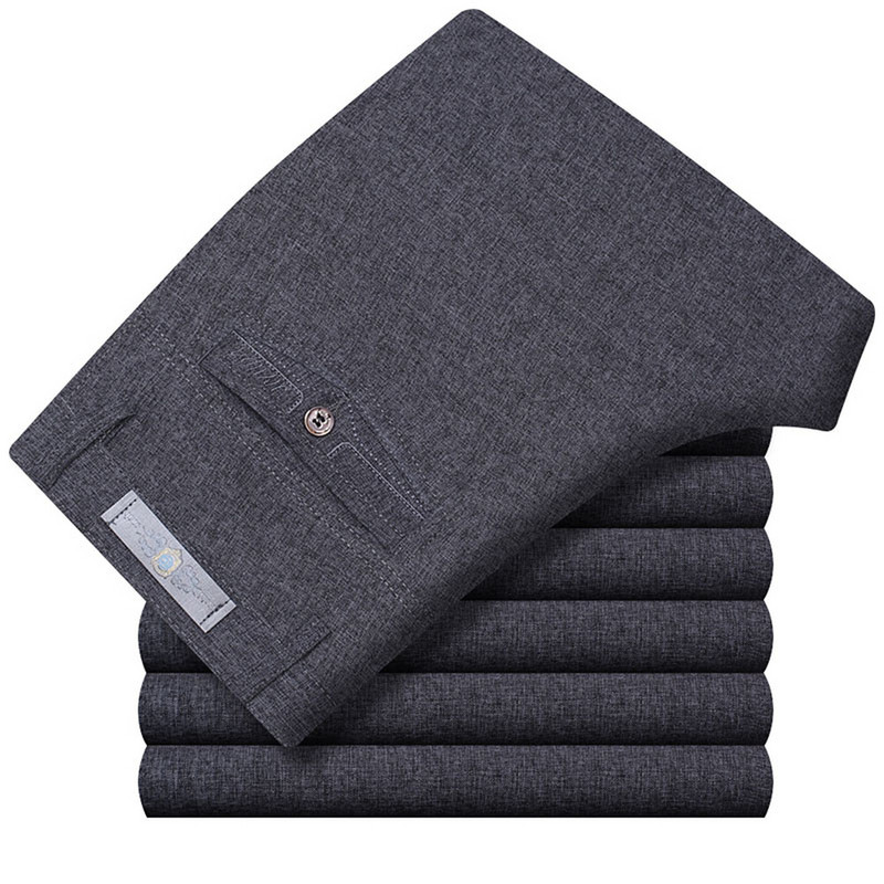 Lenjerie de vară Pantaloni casual de afaceri pentru bărbați mărime mare, formali, clasici, respirabili, 9 culori, pantaloni subțiri pentru costum de birou pentru bărbați