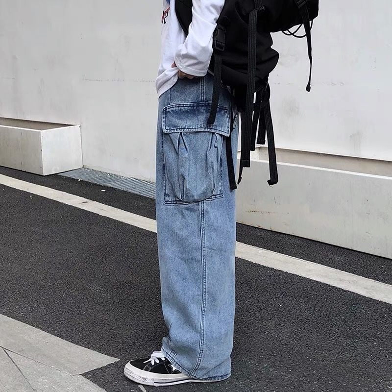 Traper traperice širokih nogavica Muške jesenske Daddy Trend Studentske široke široke hlače ravnih nogavica Japanski široki hip hop 2023 Novo