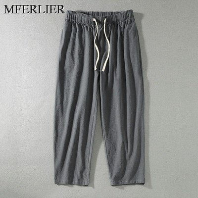 Suvised meeste püksid 12XL 11XL 10XL 9XL 8XL 7XL vöökoht 170cm puuvillased plusssuuruses pahkluuni ulatuvad püksid