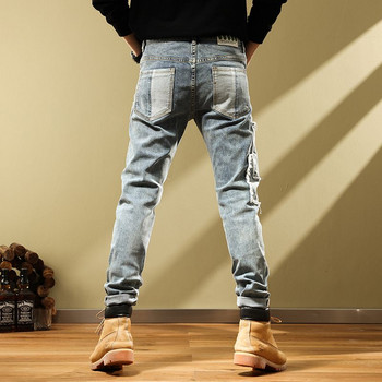 Harem τζιν για άνδρες Vintage Κορεάτικη μόδα Ανδρικό παντελόνι καουμπόη ελαστική λεπτή εφαρμογή Βαμβακερό ρετρό Δωρεάν αποστολή Stretch παντελόνι