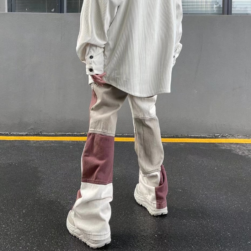 2022. aasta uus mood, pruun lapiline grunge kottis meeste teksad püksid, vabad sirged hiphop naised, teksapüksid, pantaloonid